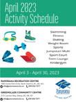 Panorama Recreation April 2023 Activity Schedule cover.