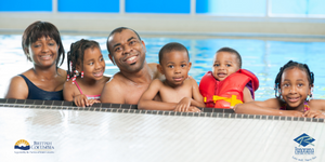 A family in the pool for Panorama Family Day Activities.